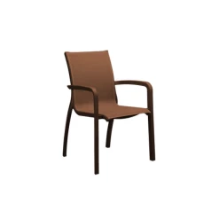 Nouveau 🥰 Fauteuil d'extérieur Bronze et Toile Cognac Sunset Grosfillex 🛒