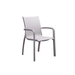 Sortie 🧨 Fauteuil d'extérieur Noir Volcanique et Toile Gris Chinée Sunset Grosfillex 🎉