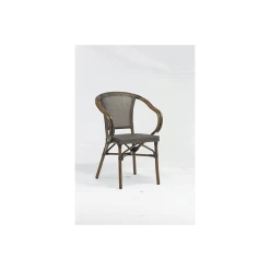 Promo 💯 Fauteuil Imitation Rotin Moka et Bois Lyrose 🎉