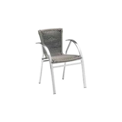 Promo 🎁 Fauteuil Tressé Structure Aluminium Djerba Gris Lyrose 🥰