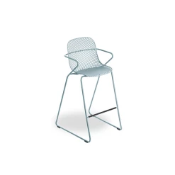 Le moins cher 🌟 Tabouret en Acier avec Assise Résine Bleu Ether Ramatuelle 73’ Grosfillex ✨